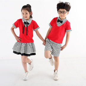 100%纯棉童校服代发 2015夏季新款短袖幼儿园服套装校服厂家直销