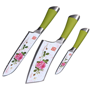 正品蔷薇刀具三件套 切片刀 菜刀 厨房刀具套装礼品套刀