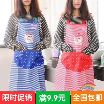 韩版时尚围裙 成人厨房家务罩衣 卡通小熊点点条纹防污围裙7042