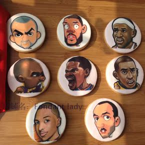 8个装篮球队员卡通头相翻糖饼干定制 各国球队 来图定制可快递