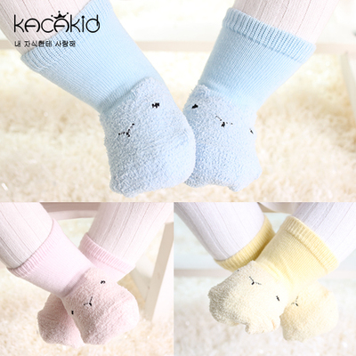 韩版秋冬季宝宝保暖袜 可爱造型袜 婴儿袜子 防滑珊瑚绒卡通袜