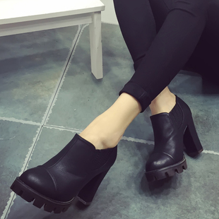 迪仑迪斯2015秋季新款单鞋英伦高跟鞋防水台低帮深口布洛克鞋女鞋