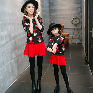 2015新款冬装母女装韩版休闲套装母女裙亲子装母女套裙两件套春秋