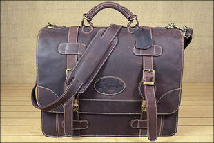 美国代购 手工皮包 潮流时尚 复古皮革公文包背包电脑包咖啡棕色