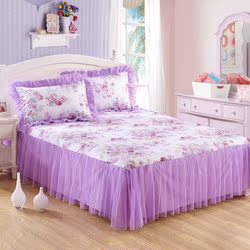 纯棉床裙三件套床单被套公主风格特价床头罩防尘床罩1.8m米床床垫