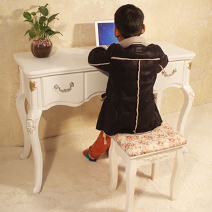 欧式白色韩式田园电脑桌书桌现代简约学习桌写字台式笔记定做包邮