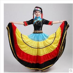 彝族舞蹈服装演出服苗族壮族舞女装少数民族舞大摆裙舞台服
