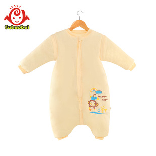 fubaobei卡通小猴宝宝睡袋婴儿儿童防踢被加厚纯棉秋冬款可拆袖