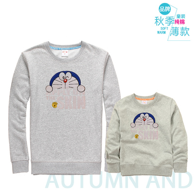 亲子装秋冬装2015新款韩版父子装父女装叮当绣花长袖T恤卫衣