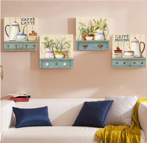 客厅装饰画沙发背景壁画欧美式田园抽象挂画地中海无框画卧室餐厅