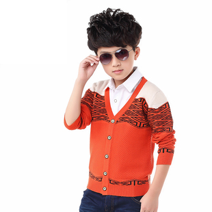 2015秋季新款男童卡通毛衣开衫外套儿童羊毛衫韩版中大童针衫开衫