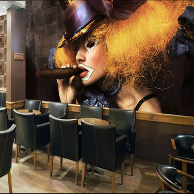 个性壁纸大型3d立体壁画酒吧装修KTV创意人物背景墙纸美式复古女