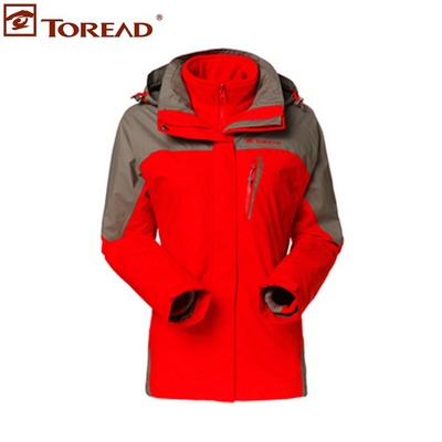 探路者冲锋衣女 冬季户外冲锋衣 两件套三合一 保暖套绒TAWB92214