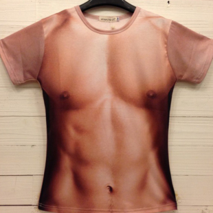 2015春夏季新款3D肌肉男大码恶搞男女款情侣双面印花图案短袖T恤