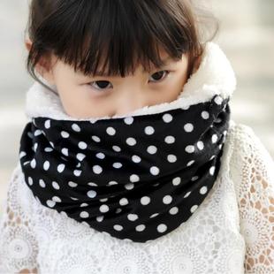 冬季儿童卡通款围脖保暖加厚加绒围巾套脖韩国脖套宝宝男女童波点