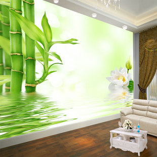 风景画环保无纺布墙纸壁画3d竹子壁纸背景墙自粘客厅卧室山水壁布
