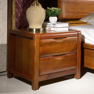 床头柜 胡桃木实木床头柜 卧室床边柜斗柜储物柜