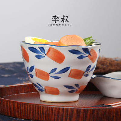 日式和风陶瓷米饭碗可爱泡面碗高脚碗 创意家用手工釉下彩特价