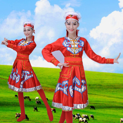 蒙古族演出服装少数民族2015新款内蒙古族舞蹈服饰广场舞女演出服