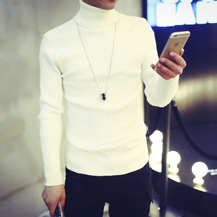 秋冬季韩版男士高领毛衣套头日系打底衫修身青少年潮流休闲毛线衣