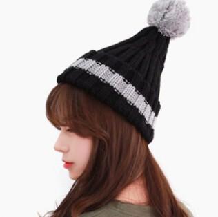 圣诞节尖尖帽球球帽韩版毛线帽冬天加厚保暖女士针织帽子潮