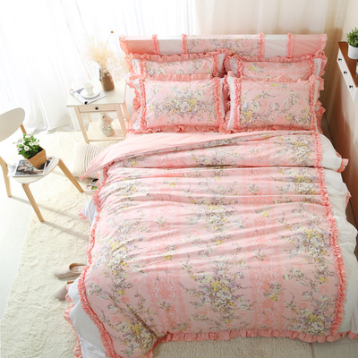 韩式田园公主风碎花床上用品 四件套1.5m 1.8米床全棉纯棉