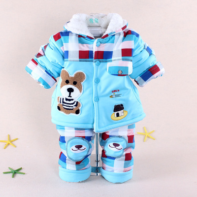 2015新款小童棉衣卡通可爱小熊熊两件套装0-3岁宝宝冬装棉衣套装