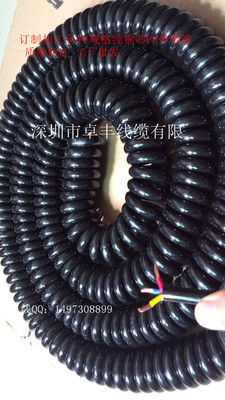 厂家伸缩弹簧电线 PU螺旋耐拉伸弹簧电线电缆2芯0.75平方拉伸3米