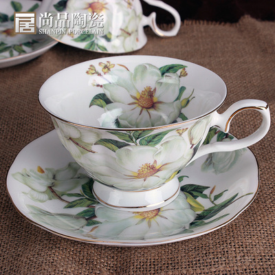欧式骨瓷咖啡杯套装 英式田园下午茶杯茶具 创意陶瓷咖啡杯碟套装