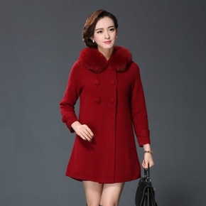 韩国东大门时髦毛领大衣 纯色宽松显瘦潮流秋冬新款女式貂绒大衣
