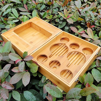 竹盒旅行紫砂茶具 便携式普洱茶具 套装功夫茶具 竹盒 八孔 竹盒