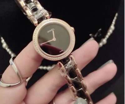 瑞士石英表陶瓷镶钻 时尚超薄时装表女表手表 玫瑰金手链防水手表