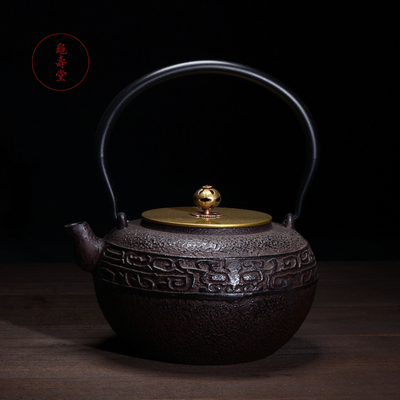 铁壶 日本 老铁壶龟寿堂日本南部纯手工铸铁壶生铁壶 煮水铁茶壶