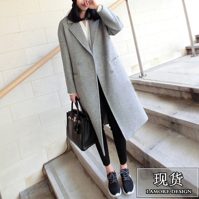 ◆ASM2015A/W◆限量发售 定制纹理全羊毛 grey超长款自留大衣