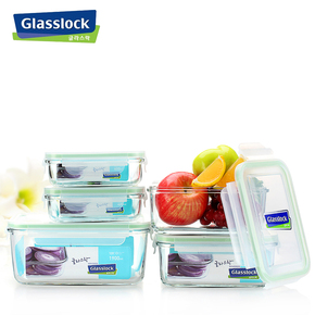 韩国Glasslock三光云彩钢化玻璃保鲜盒 餐碗 GL09-5A礼品五件套