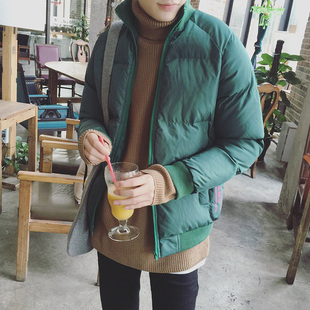 2015冬装韩版修身手塞棉加厚棉衣 螺纹立领侧缝印花外套M037 F115