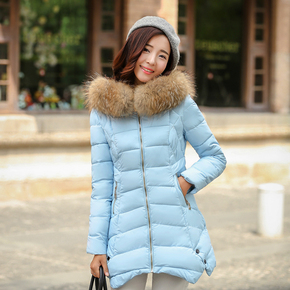 2015新款棉服女修身大毛领羽绒棉衣女中长款冬装大码韩国加厚外套