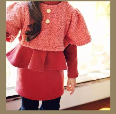2016年新款韩版童装珊瑚绒不倒绒两件套女童连衣裙包邮特价