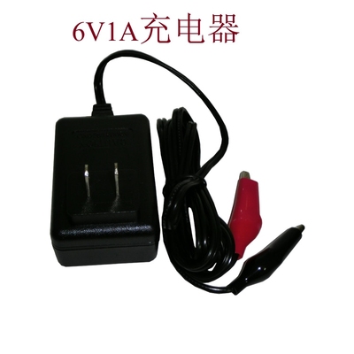 6V专用充电器1A输出电流，智能有保护功能，有DC头和夹子2种