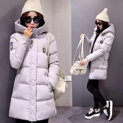 韩国棉衣女冬装新款韩版中长款修身大码棉袄加厚连帽羽绒棉服外套