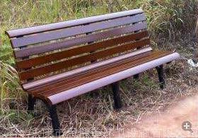 公园椅户外休闲园林椅子铸铝实木塑木防腐木长条椅室外休息3805-1