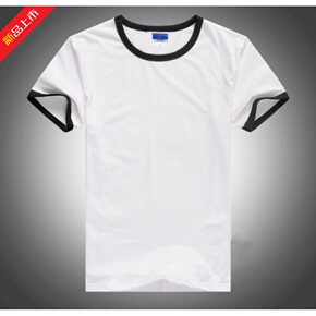 CX-LaiWaing夏季青春流行圆领男款撞色边空白体恤青年短袖男T恤