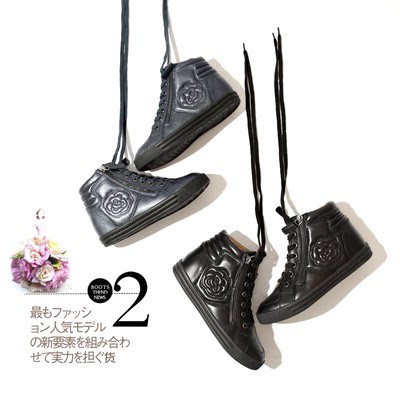 日本买手香家同款花朵运动鞋进口小羊皮内柔软舒适增高高帮潮鞋
