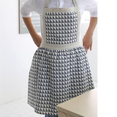 韩国正品 灰色几何三角图案挂脖式围裙/厨房防污围裙 家居服