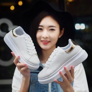 2016夏秋季韩版女鞋运动鞋女厚底板鞋学生跑步休闲鞋系带小白鞋潮