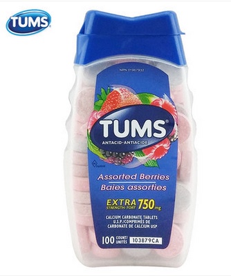 加拿大代购TUMS抗胃酸咀嚼钙片 孕妇防胃酸钙片进口 女性成人补钙