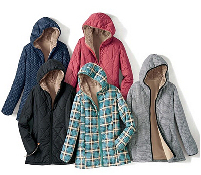日本代购 2015冬季新品 加绒加厚女士休闲棉衣 大码棉袄子外套
