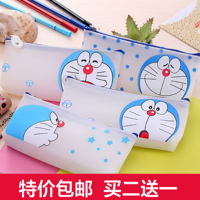 韩国可爱蓝胖子硅胶笔袋哆啦A梦  小叮当大容量创意文具袋化妆袋