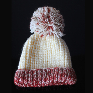 秋冬高品质保暖百搭针织帽 大毛线球拼色简约细致女士毛线帽子新