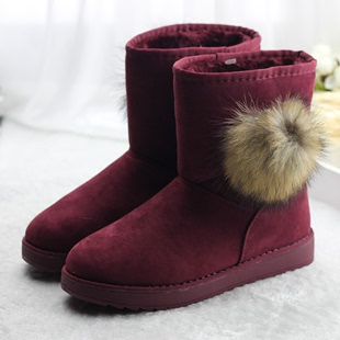 冬季2015新款女雪地靴子学生中筒厚底皮毛一体冬季防滑加厚棉鞋